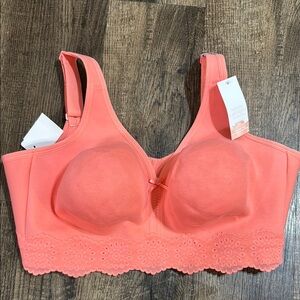 Cacique 40DDD Coral Lace Trim Bra The Cotton Collection
